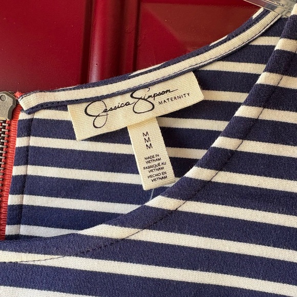 Jessica Simpson Navy and Pink Striped Dress Maternity - Picture 3 of 6